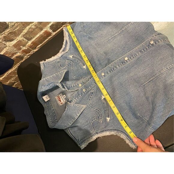Roper Western Biker Blue Denim Fringed Vest Women’s Size XL - Picture 9 of 10